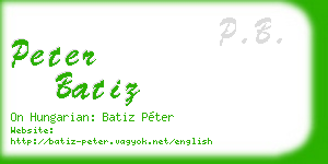 peter batiz business card